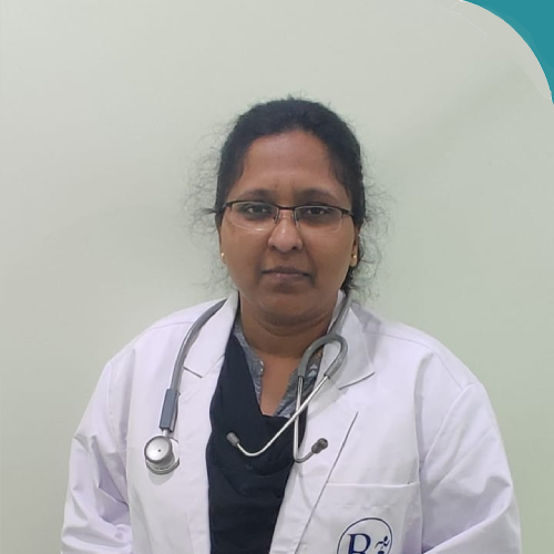 Portrait of Dr. Gona Sirisha Grace, a female pulmonologist wearing a white coat and stethoscope, smiling, vertical rectangle photo